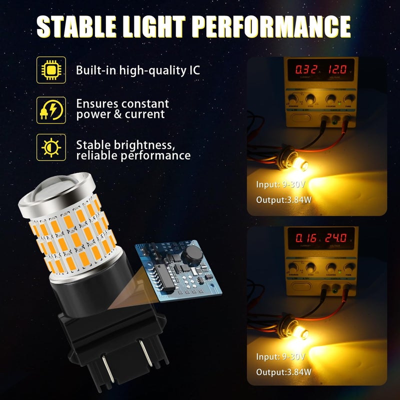 iBrightstar 3157 LED Bulb Amber, 3157a LED Turn Signal Bulbs Super Bright for vehicle Blinker Lights and Turn Signal Lights, 2 Pack - Image 4